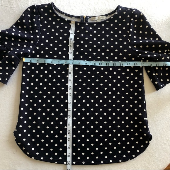GREEN ENVELOPE Navy & White Polka Dot Top with Bell Sleeves - Picture 9 of 11